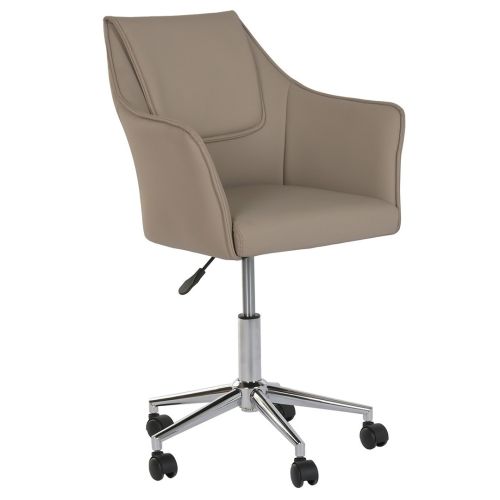 Silla de Oficina Beige con Asiento y Respaldo en PU y Ruedas Metálicas MB-222428