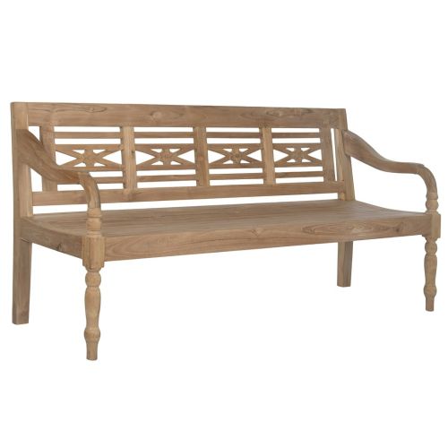 Banco de Madera Maciza Natural 4 Plazas con Cojín MB-223592